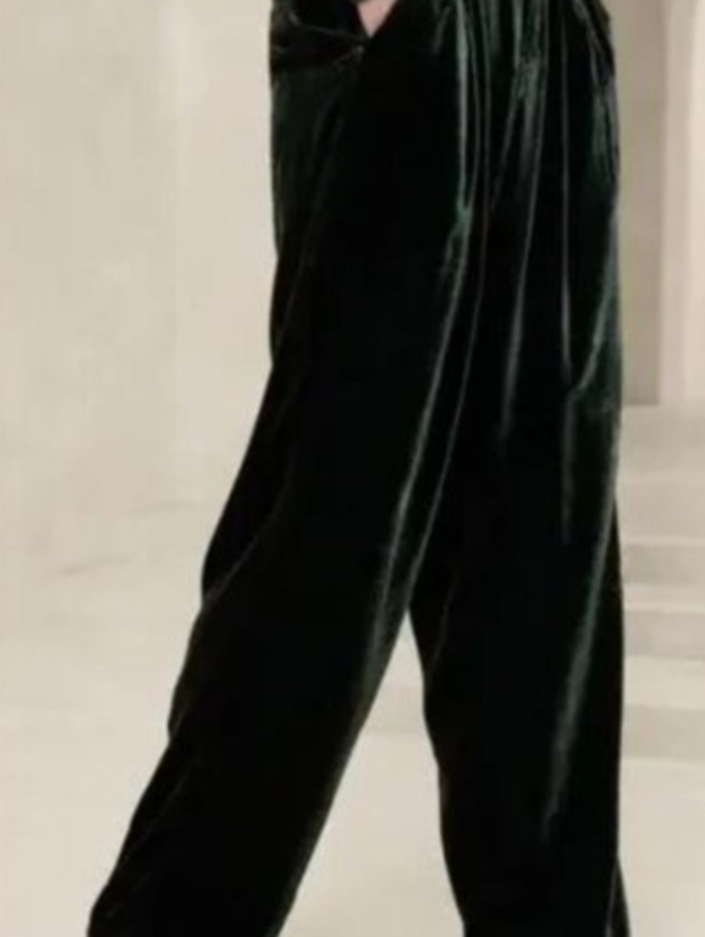 Banana Republic Velvet Wide-Leg Dark Green Pants